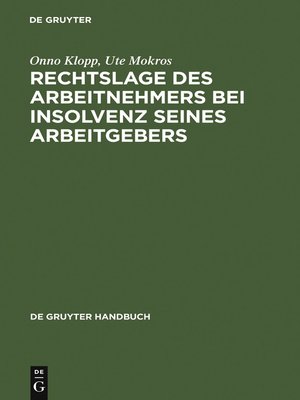cover image of Rechtslage des Arbeitnehmers bei Insolvenz seines Arbeitgebers